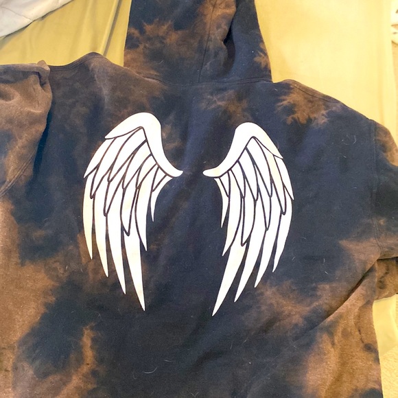 GILDAN Saint / Sinner Brown & Black Winged Hoodie - Large - Picture 3 of 3